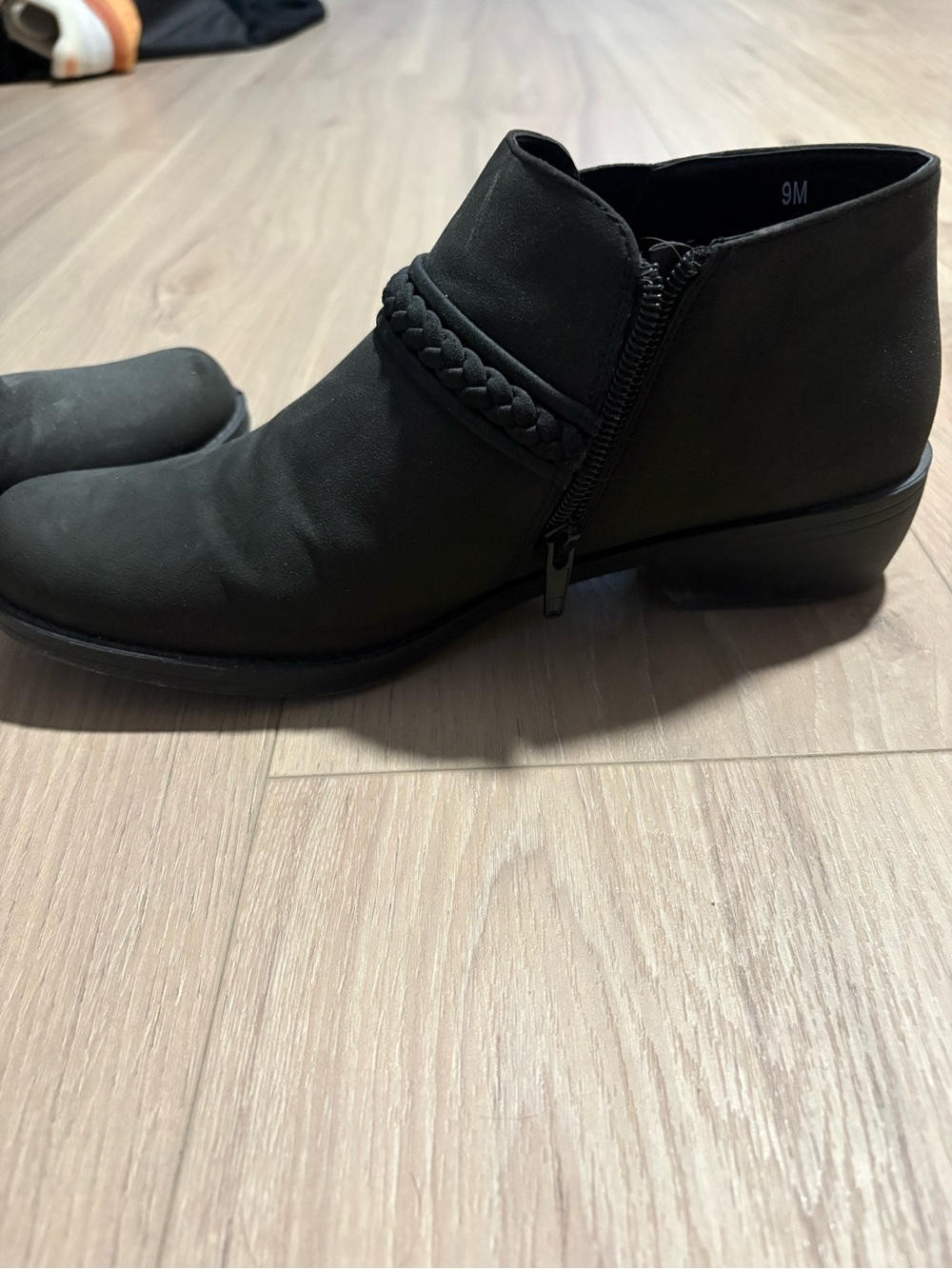 easy street Black Braided-Trim Ankle Boot